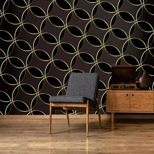 Milofi custom large mural wallpaper 3 minimalist abstract golden lines geometric circle background wallpaper mural