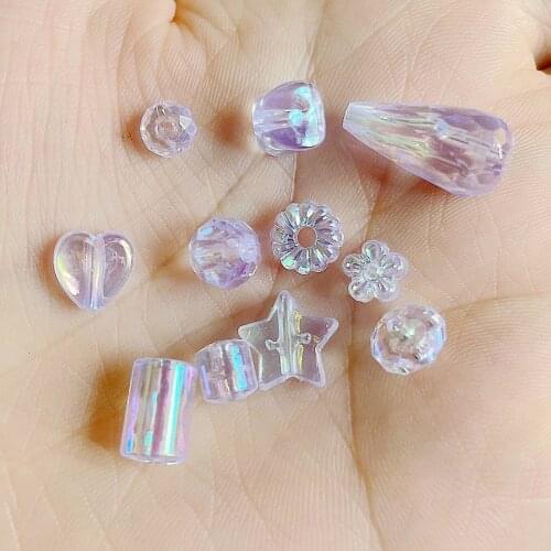 Hot 6-18mm Many kinds Shape heart Star Acrylic Spacer Beads Transparent Rainbow Color Beads For Diy Jewelry Making