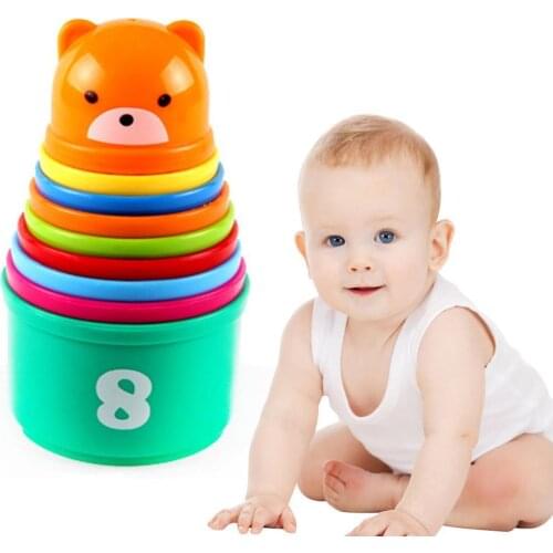 Baby Early Education Stacked Cup Puzzle Toys Foldind Tower Figures Cup 24 Kids Months Letters Stack Early Baby Game