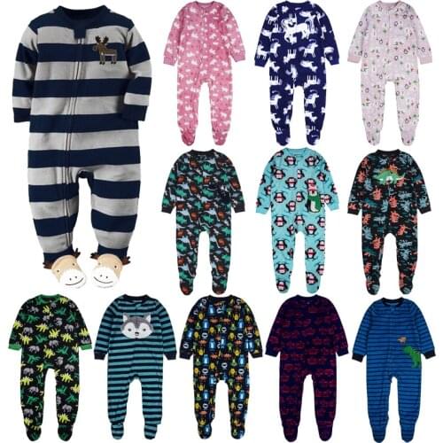 Childrens fleece boy girl large size Siamese romper with feet Siamese clothes Harbin warm pajamas spring and autumn and winter