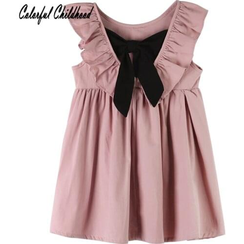 Hot sale beach dress kids ruffles backless vest dress summer bohemian style kids vestido children clothes 2-6Yrs