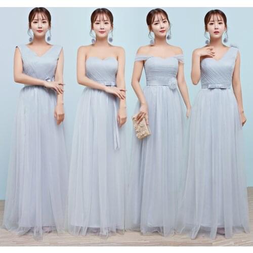 Long Bride Floor Length bridesmaid Dress long sister dress for wedding party gray Bridesmaid dresses 118