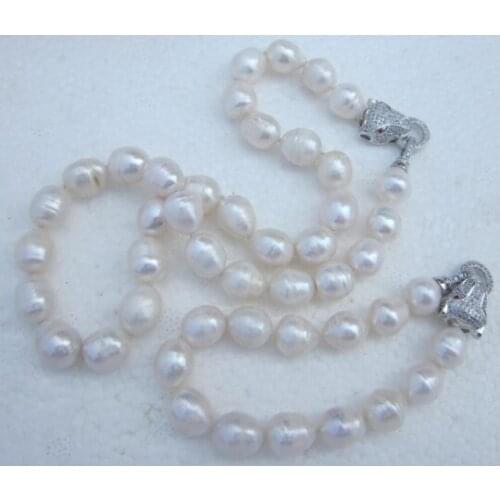 Hot Real Fresh water 8-9mm White Pearl Necklace 18"
