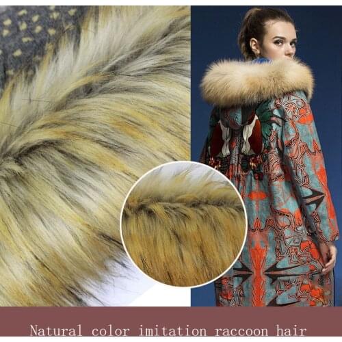 Artificial Fur Natural Color Imitation Raccoon Fur Collar, High Weight Brim Plush Fabric