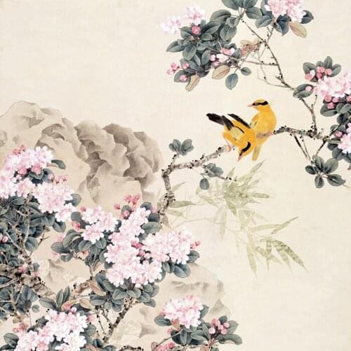 Chinese flower tree yellow brids scenery oil painting canvas printings printed on canvas home wall art decoration picture