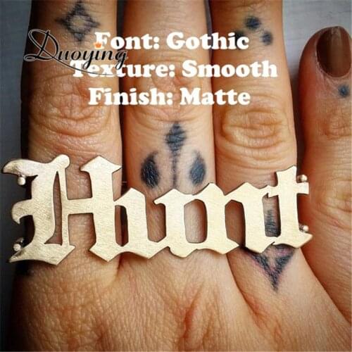 Duoying Custom Nameplate Ring Knuckles Name Ring Silver Nameplate Ring Large Nameplate Custom Knuckles Three Finger ring Brass