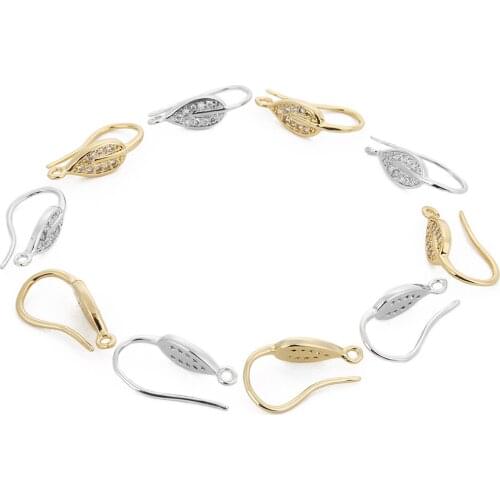 2pcs 10x20mm Handmade Jewelry Earrings Fittings Gold/Silver Zircon Earring Hook Claps For Women Pearls Earring