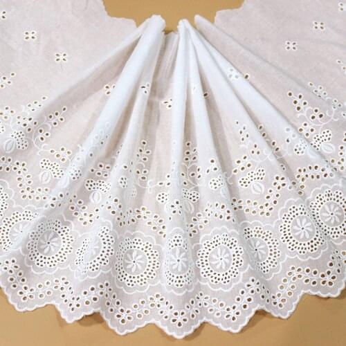 1Y-3Yard/Lot Cotton Cloth Lace Trim Embroidered Circle Cut-out Lace Fabric Width 33CM Clothing Dress Curtains Diy Sew Accessorie