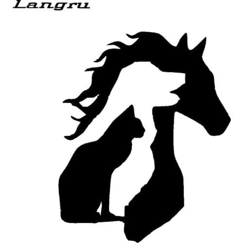 Langru Animal Lover Horse Dog Cat Car Sticker Vinyl Decal Funny Cartoon Car Accessories Decorativ Stickers Jdm