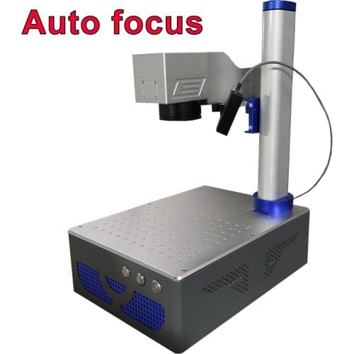 Auto focus 20W 30W 50W Raycus Fiber Laser Marking Machine Electric lift engrave gold sliver steel metal Alumina cooper