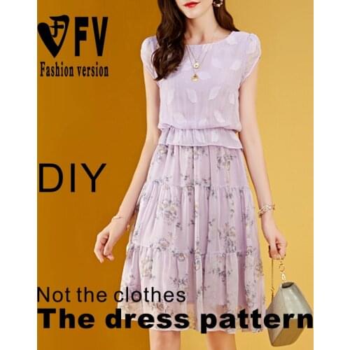 Summer Chiffon Floral Dress Pattern Clothing Cutting Design Drawing BLQ-510