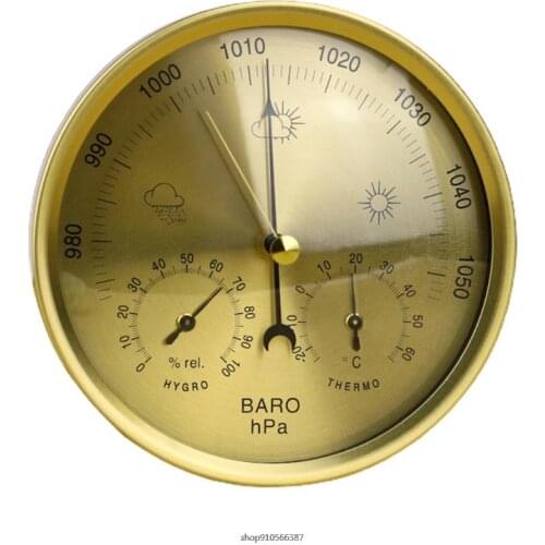 Free Shipping Metal 3 in1 Barometer Weather Station for Indoor and Outdoor Use Barometer Thermometer Hygrometer with Round Frame