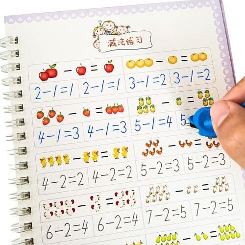 Reusable Childrens Groove Math Practice Copybook Childrens Cognition of Number Addition and Subtraction Teaching Aids Learning