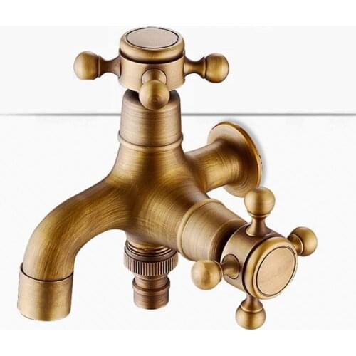 European Style Wall-mounted Brass Classic Antique Faucet Dual-use Household Garden Bathroom Bathtub Accessories