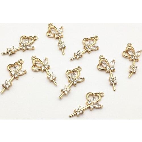 New Arrival! 50pcs Cubic Zirconia/Copper Flower Charm For Handmade Necklace/Earrings make DIY Parts,Jewelry Accessories Findings