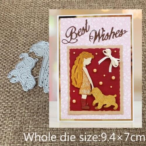 New Design Craft Metal Cutting Dies cut die new lovely girl and dog Scrapbooking Album DIY Paper Card Craft Embossing Die Cuts