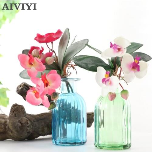 Artificial Flower Silk Orchid with Leaves and Air Roots Orchidea Flower Decorations Wedding Home Decor Phalaenopsis Fleurs