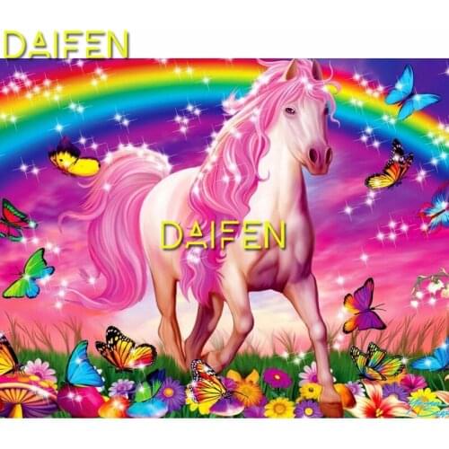 Full Round Diamond embroidery Cross stitch DIY Diamond painting Full Square Diamond mosaic pink horse rainbow butterfly flower