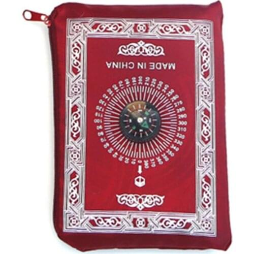 Portable Waterproof Muslim Prayer Mat Rug With Compass Vintage Pattern Islamic Eid Decoration Gift Pocket Sized Bag Zipper Style