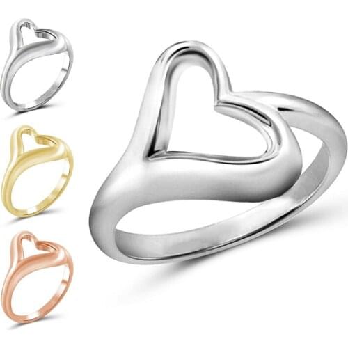 Simple and Classic Hollow Out Heart Rings for Women Wedding Engagement Daily Wear Gift Versatile Ring New Drop Shipping