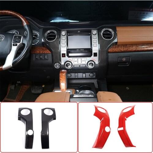 For Toyota Tundra 2014-20 ABS Carbon Fiber Car Central Control Air Conditioning Air Outlet Frame Decorative Interior Accessories