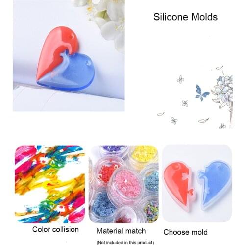 Split Heart Designs Silicone Mold Casting Love Epoxy Resin Mould For DIY Polymer