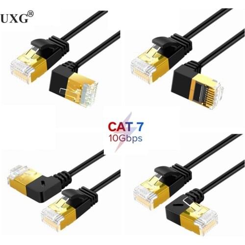 Ethernet Thin Cable RJ45 Cat7 6 Lan Ultra Slim Cable UTP RJ45 Network Cable for Cat6 Compatible Patch Cord 90 Degree Right Angle