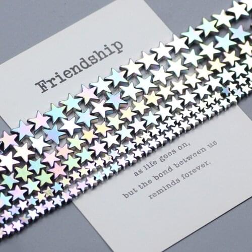 Light Purple Multicolor Stras beads Plating Natural Hematite Stone Pentagram Spacer loose beads for Jewelry Bracelet Making DIY