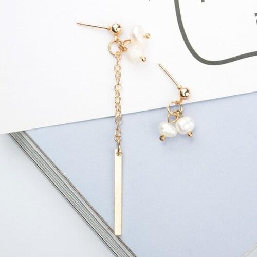 Statement Long Drop Earrings For Women Asymmetry Long Chain Tassel Dangle Earring White Beads Pendants Eardrop Fashion Jewelry