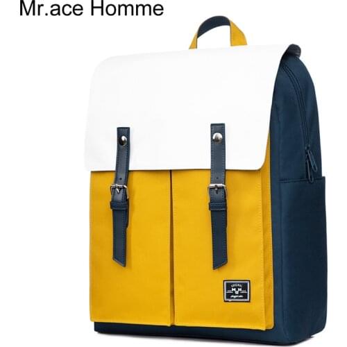 Yellow Laptop Backpack Women Fashion School Backpack For Girl Brand Design Waterproof Square College Bag Boy Travel Bagback Men