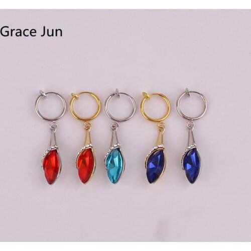 GRACE JUN Clip on Earrings No Pierced for Women Fashion Luxury Rhinestone Crystal Cute Popular Clip Earrings Needn't Ear Hole