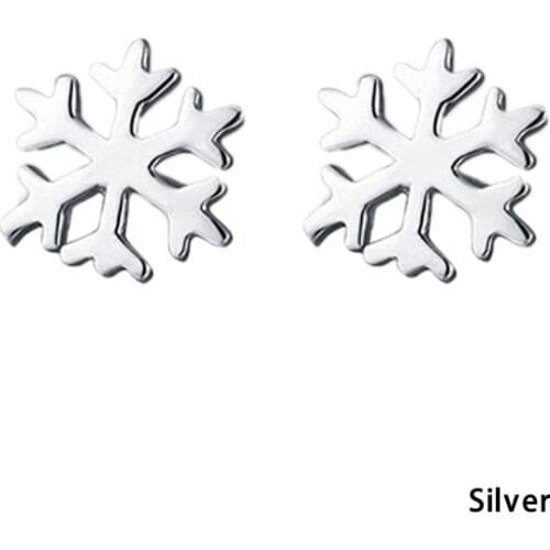 Summer Autumn Style Silver Plated Women Favorite Snowflake Ear Stud Earrings Classic Christmas Love Gift EAR-0619