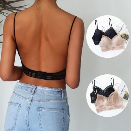 Women Backless Sexy Bra Stylish Lace Seamless Bralette Triangle Cup Invisible Boneless Bras For Dress Soft Thin Underwear