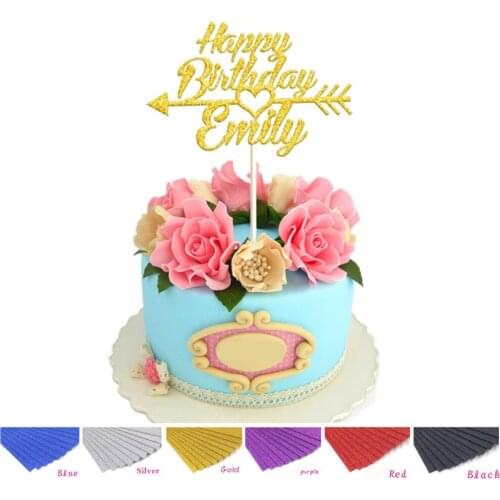 1pcs Personalized Custom Happy Birthday Cake Topper with Arrow Cake Toppers Birthday Party DIY Supplies Decoration