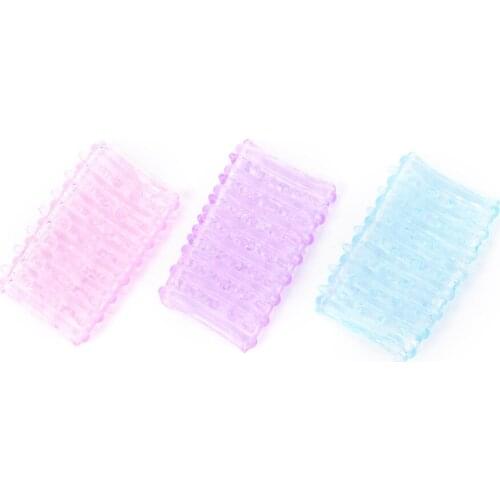 1PCS Silicone Reusable Condoms Time Delay Crystal Penis Rings Male Penis Extension Sleeves Cock Rings Random