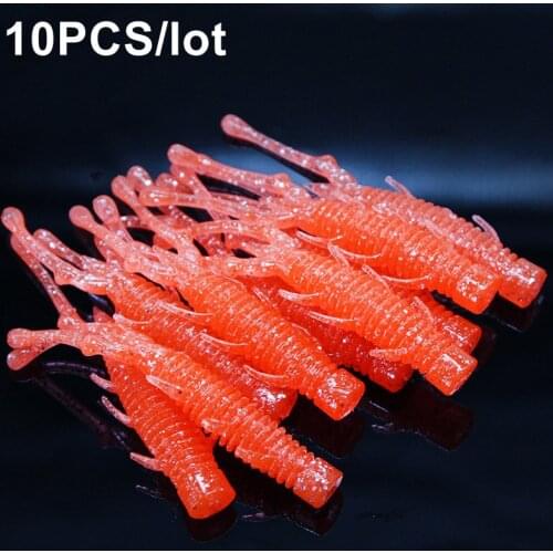 10Pcs/lot Shrimp Soft Worm Fishing lure 75mm 2.6g Super Soft Luminous Wobblers PVC Silicone Swimbait Pesca Fishing Tackle