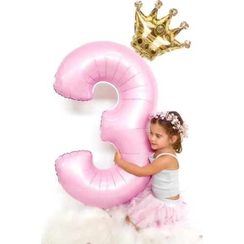 2pcs Big Size 32inch Gold digital Silver number Foil Balloons adult Kids birthday party decorations Baby Shower crown Balloon