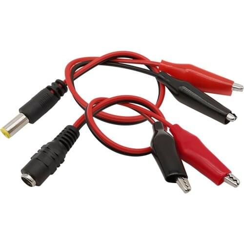 2Pcs 5.5mm x 2.1mm DC Male Female Cable Connector 5.5*2.1mm DC Power Plug Jack to Dual Alligator Clips Test Crocodile Clip Wire