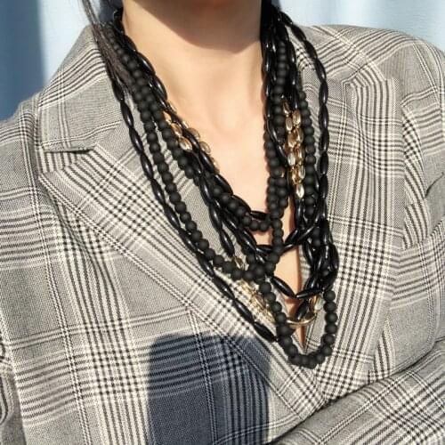 2020 Vintage Bohemian Big Statement Beads Chain Tassel Necklaces for Women Maxi Simple Style Tribal Jewelry Handmade Colliers