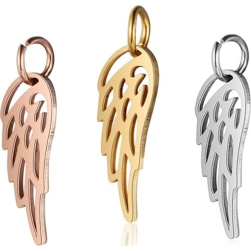 5Pcs Wholesale Stainless steel wings fine polished Pendant Charms Angel Wings Charm for Diy Jewelry Making Findings
