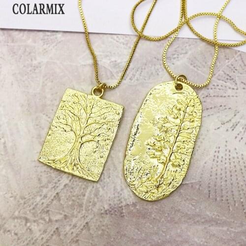 6 Pcs Gold Rectangle head pendants necklace Boxes chain fashion jewelry necklace wholesale women jewelry gift 7332