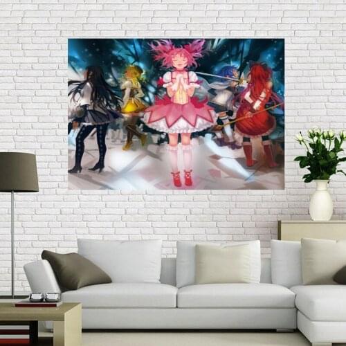 Anime Puella Magi Madoka Magica Poster HD Print Canvas Fabric Posters Home Room/Bar/Cafe Decor Wall Pictures Art No Frame 12.2