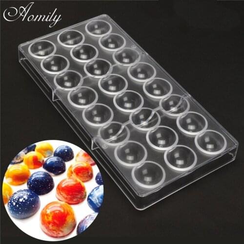 Aomily 24 Half Ball Clear Hard Chocolate Mold DIY Fondant Tool Baking Polycarbonate PS Candy Maker Cake Mousse Mould Home Gift