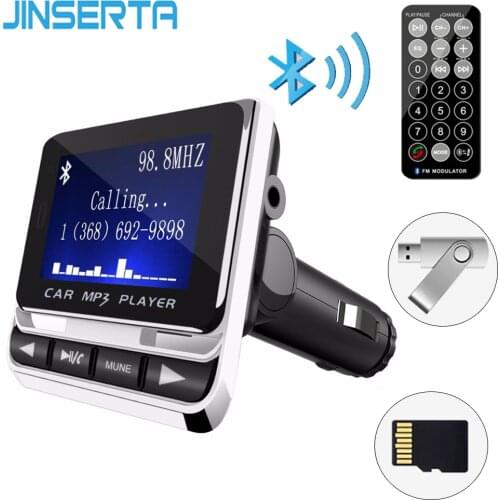 JINSERTA Bluetooth Car MP3 Player Wireless FM Transmitter LCD Screen Car Kit USB Charger Support Pendrive USB TF Line-in AUX