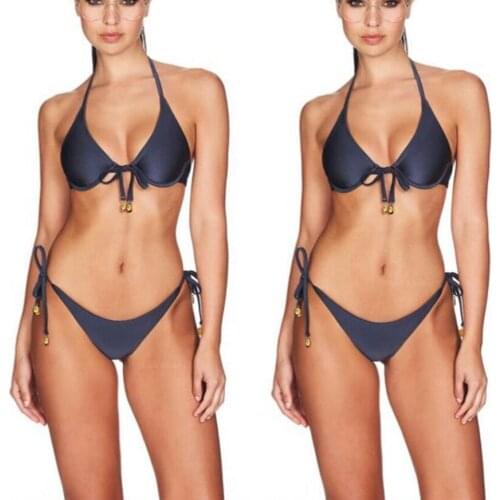 Underwire Push Up Bikini Women Sexy Micro Swimwear bandage with Gold Coin Biquini Set Maillot Femme Retro Swimsuit 2019 beach