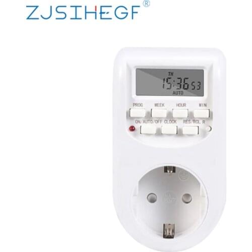 Digital Smart Timer Switch Outlet Plug Timing Socket EU For Mobile Phone Battery Car Setting of Clock/On/Off 230V AC 7 Days