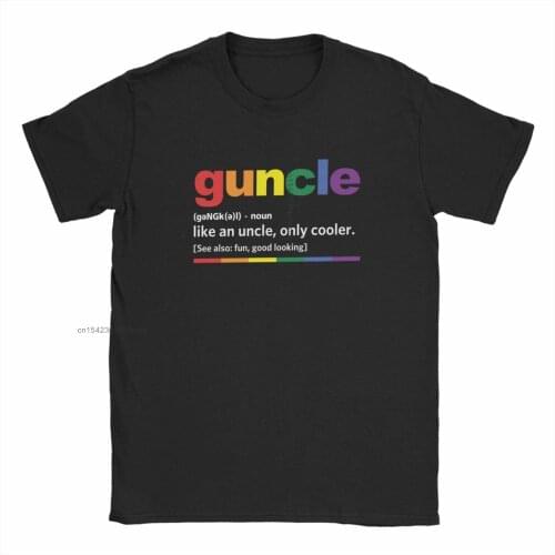 Guncle Definition T-Shirt Rainbow Pride Color Funny For Gay Uncle Tops Tees For Men Normal Newest Tops Tees Slim Fit For Men
