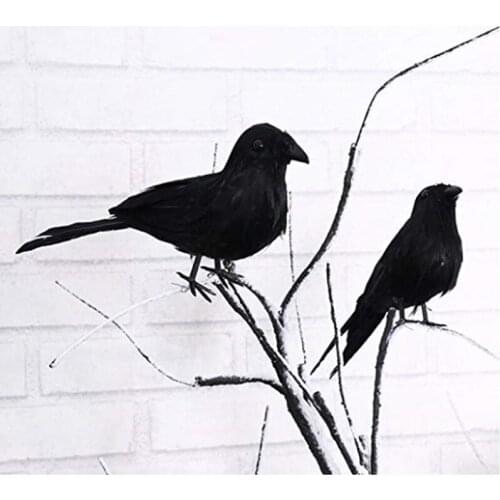 Halloween Black Crow Props Realistic Raven Spooky Feathered Crows House Decor