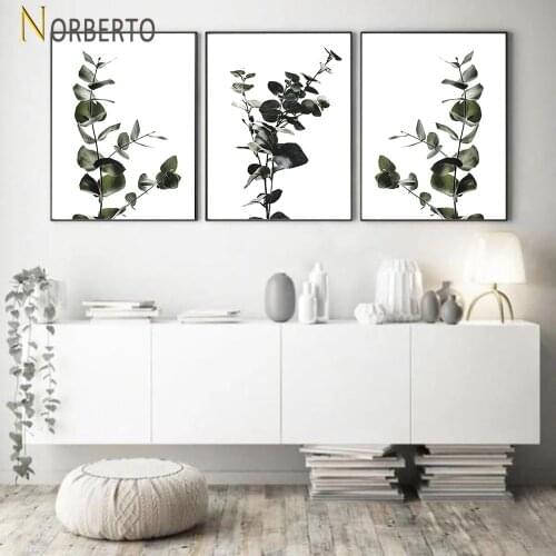 Nordic Style Canvas Painting Minimalist Plant Pictures Eucalyptus Leafs Poster and Print for Living Room Bedroom Wall Decoration