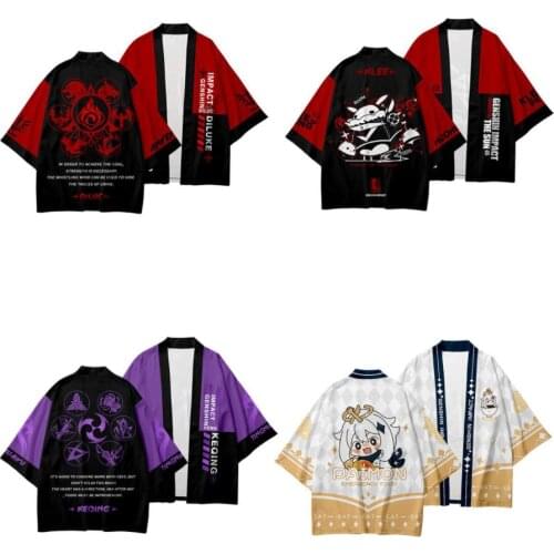 Genshin Impact Cosplay Costume HuTao Diluc Ganyu Klee Xiao Zhongli Venti Keqing Qiqi Paimon Japanese Kimono Cardigan Shirt Coats